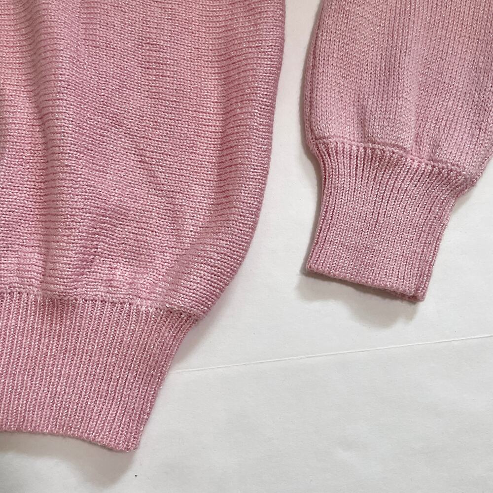 VTG Jaclyn Smith Womens Knit Sweater M Pastel Pink Beaded Coquette Floral Dainty - Picture 10 of 16